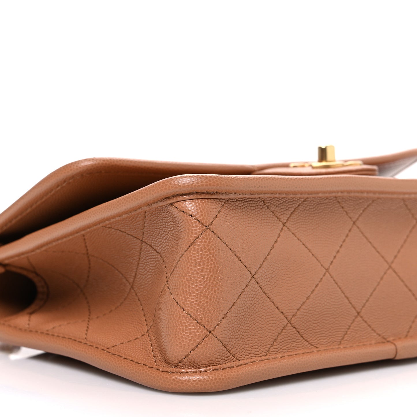 Caviar Quilted School Memory Top Handle Flap Brown