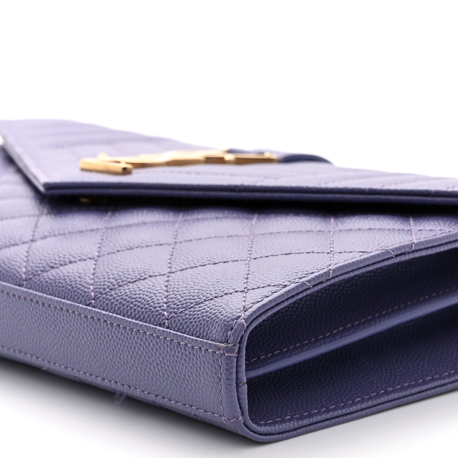 Saint Laurent Grain De Poudre Mixed Matelasse Triquilt Monogram Chain Wallet Dark Wisteria 9 of 10