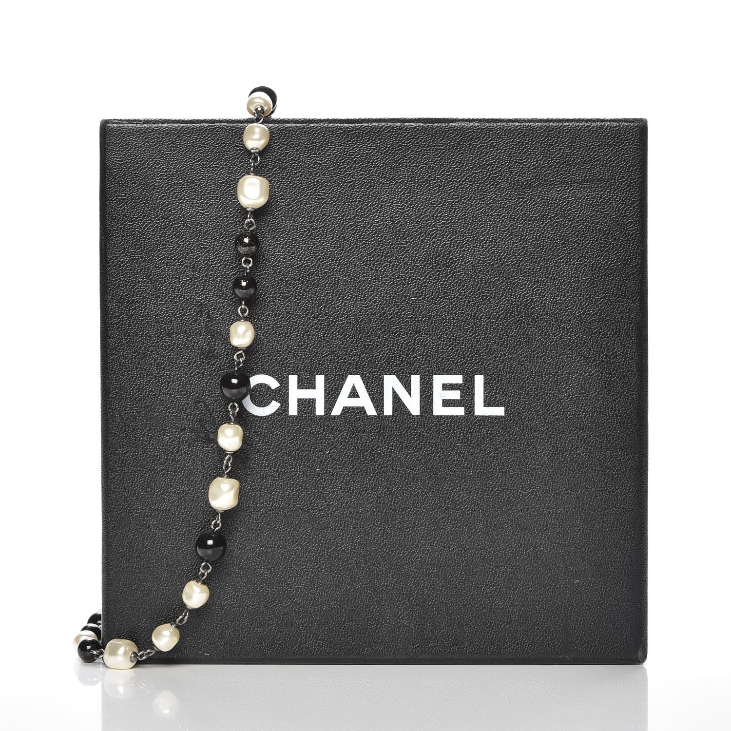 Chanel Baroque Pearl Bead Enamel CC Long Necklace Black Silver 4 of 5