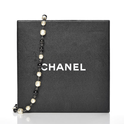 Chanel Baroque Pearl Bead Enamel CC Long Necklace Black Silver 4 of 5