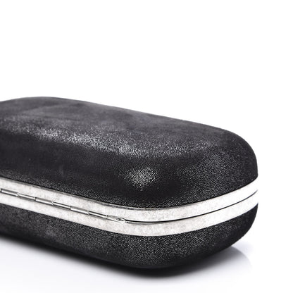 Alexander McQueen Metallic Suede Skull Box Clutch Black 6 of 9