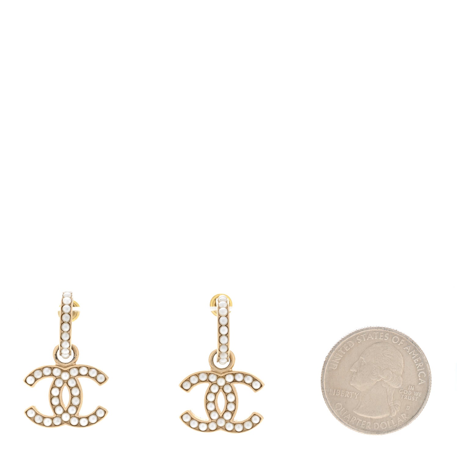 Chanel Pearl CC Hoop Drop Earring Gold 2 of 5