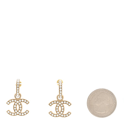 Chanel Pearl CC Hoop Drop Earring Gold 2 of 5