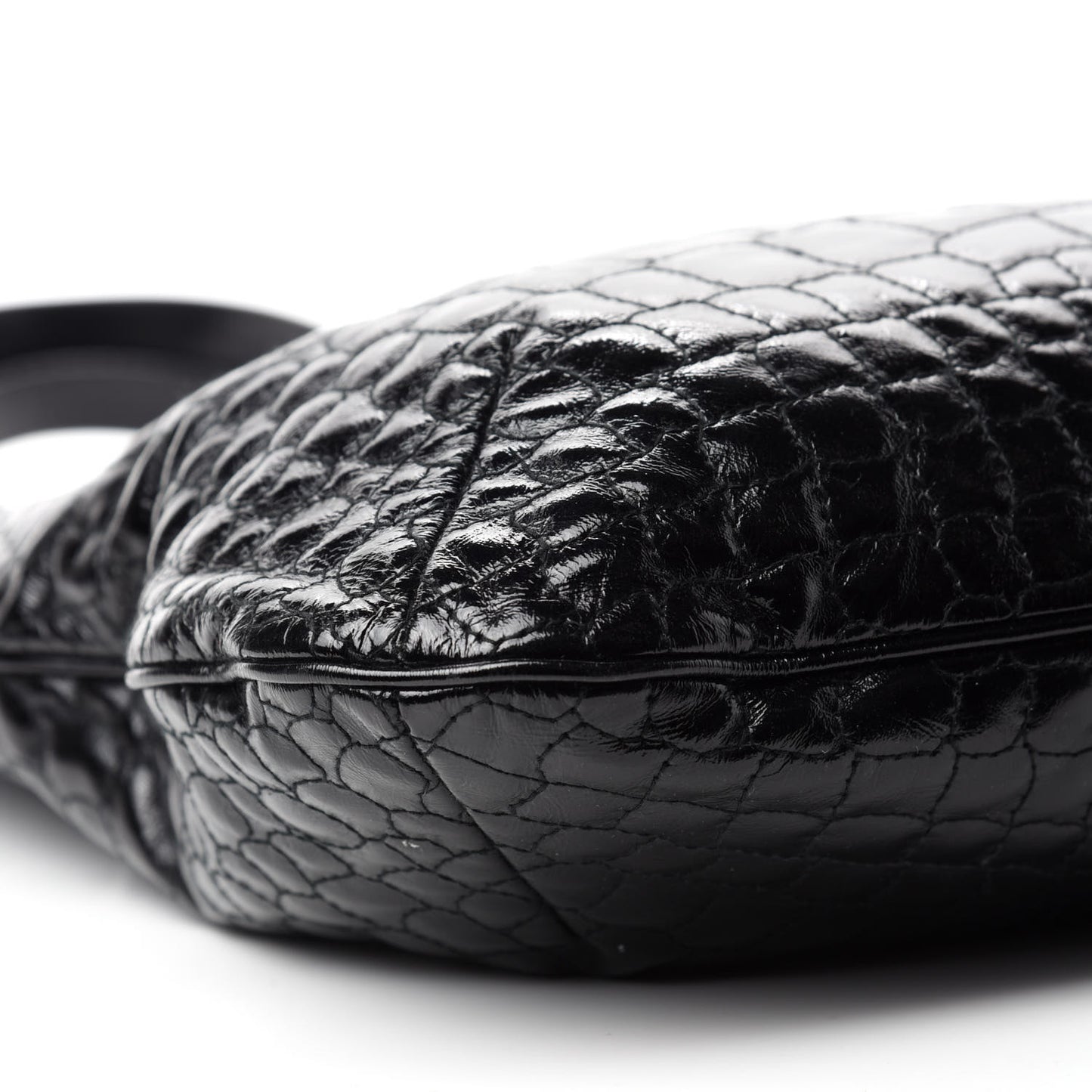 Patent Crocodile Embossed Tribute Tote Black
