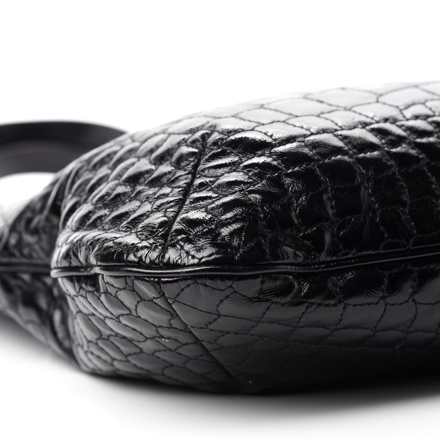 Saint Laurent Patent Crocodile Embossed Tribute Tote Black 6 of 11