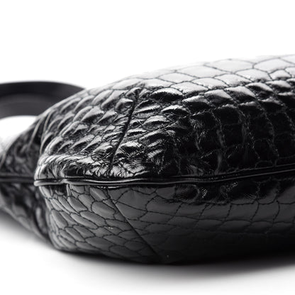 Saint Laurent Patent Crocodile Embossed Tribute Tote Black 6 of 11