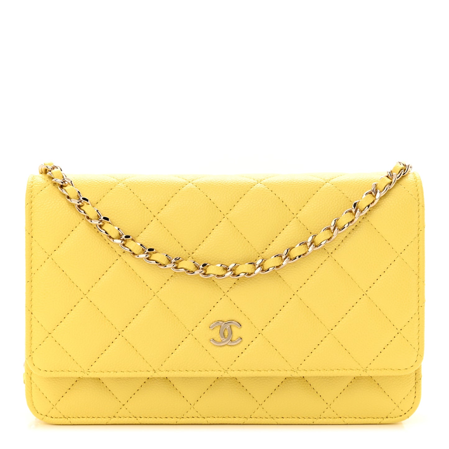 Caviar Quilted Wallet on Chain WOC Yellow
