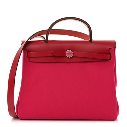 Hermes Toile Militaire Vache Hunter Laque Herbag Zip Retourne 31 PM Rose Mexico Rouge Piment 1 of 12