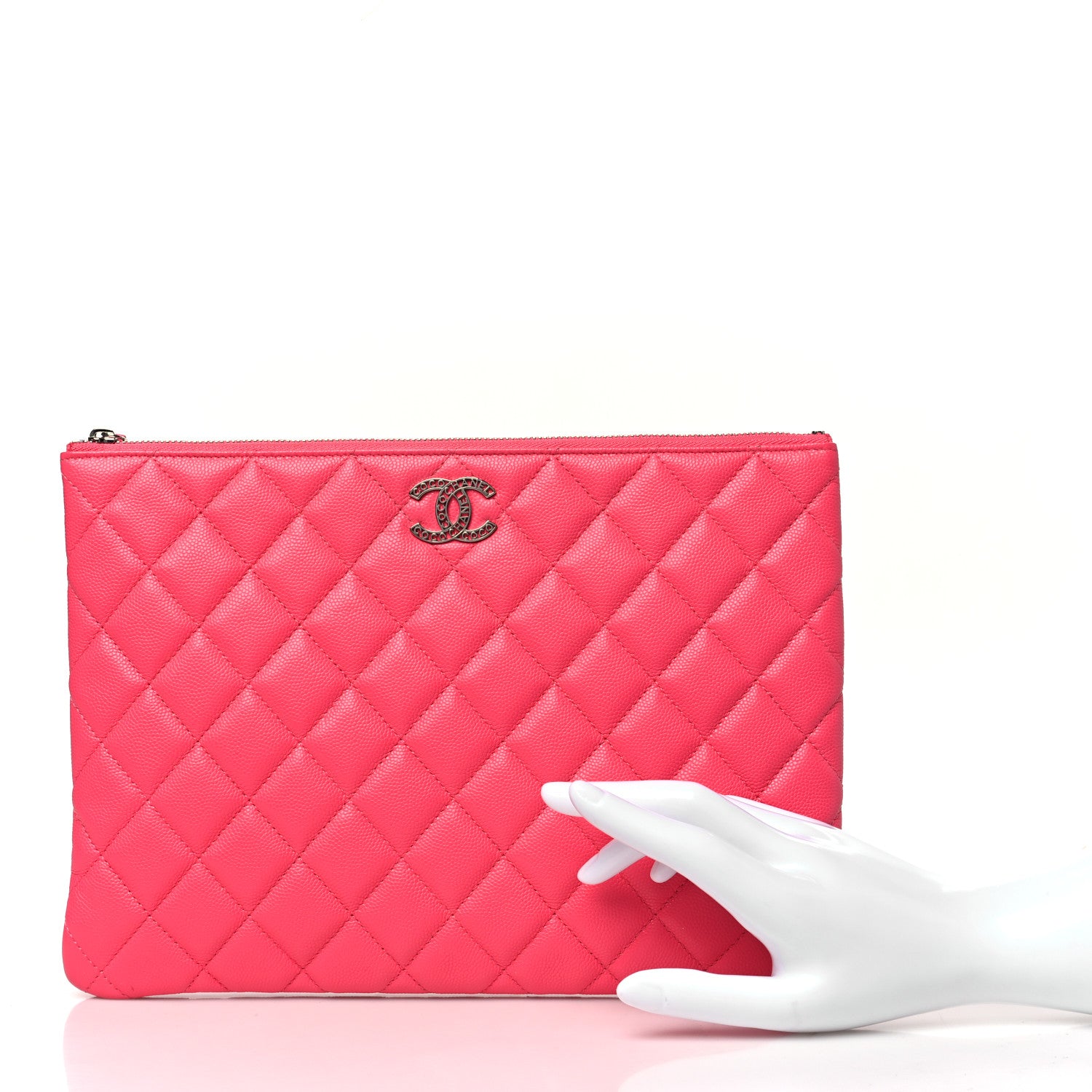 Chanel Caviar Quilted Medium Cosmetic Case Pink 2 of 9
