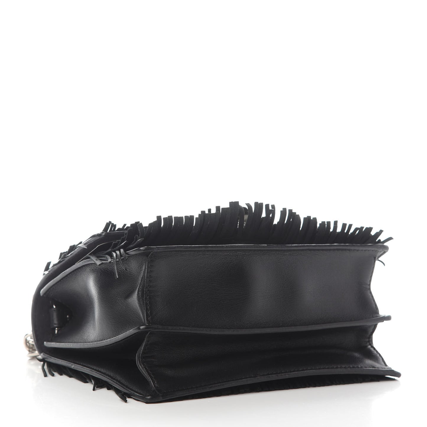 Smooth Calfskin Monster Eyes Fringe Studded Small Kan I Shoulder Bag Black