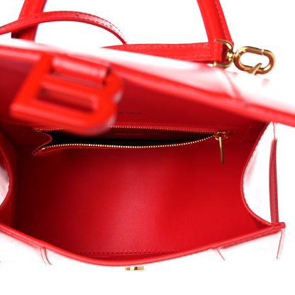 Balenciaga Shiny Box Calfskin Tonal B Small Hourglass Top Handle Bag Bright Red 5 of 9