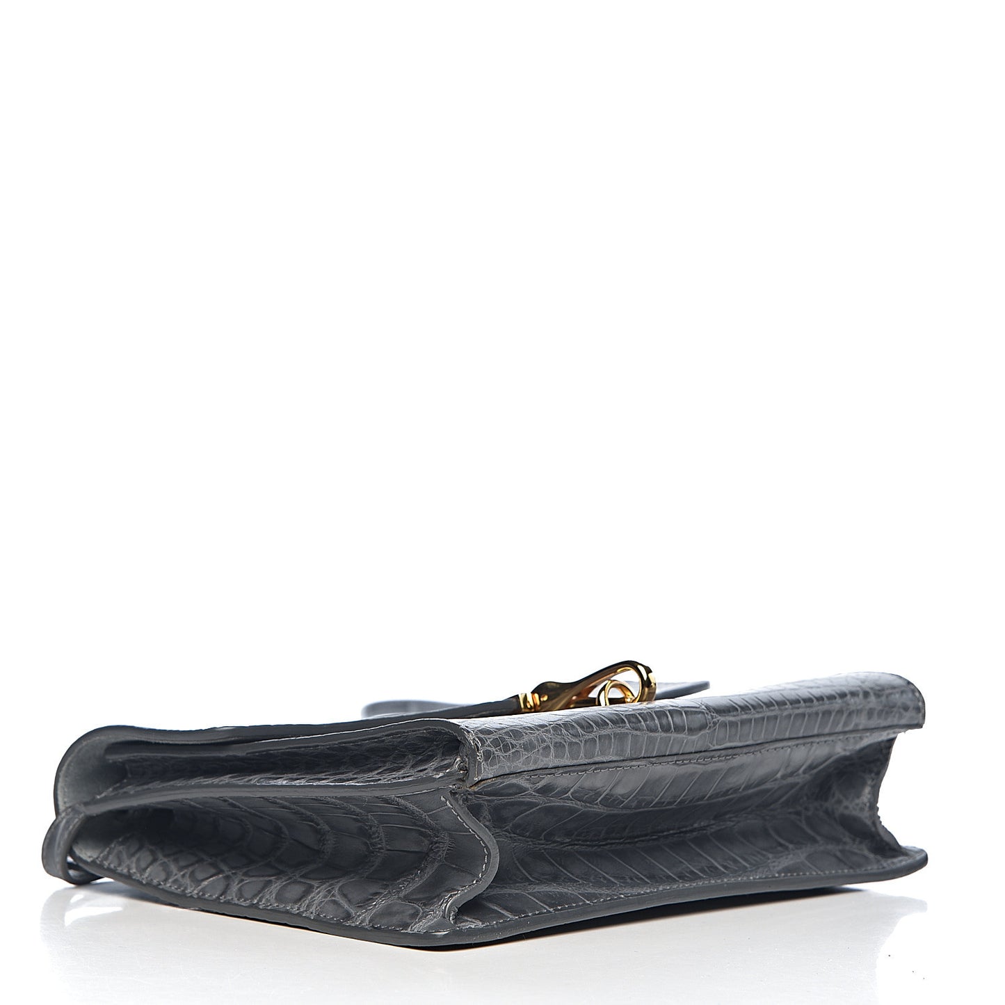 Alligator Small Macken Crossbody Bag Grey