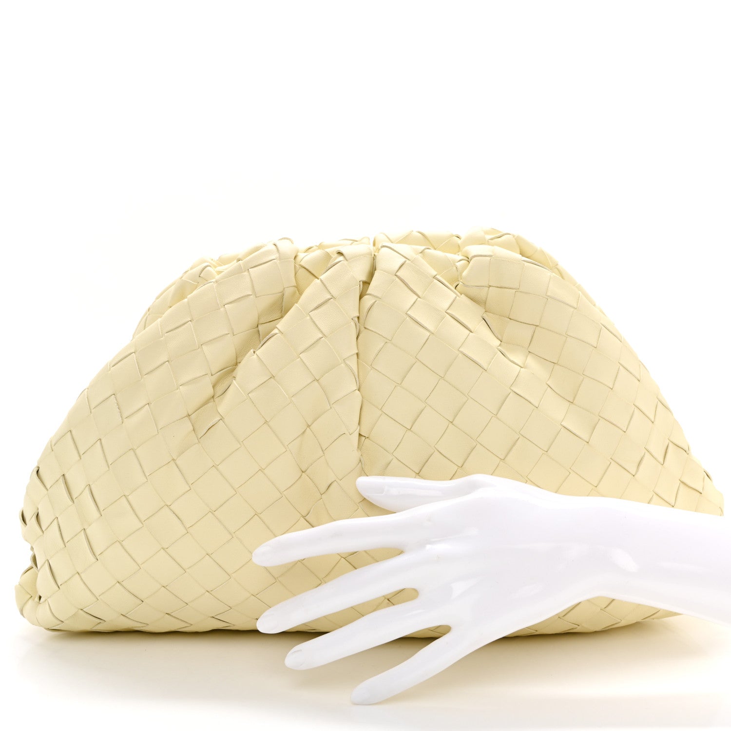 Bottega Veneta Nappa Maxi Intrecciato The Pouch Oversized Clutch Ice Cream 2 of 10