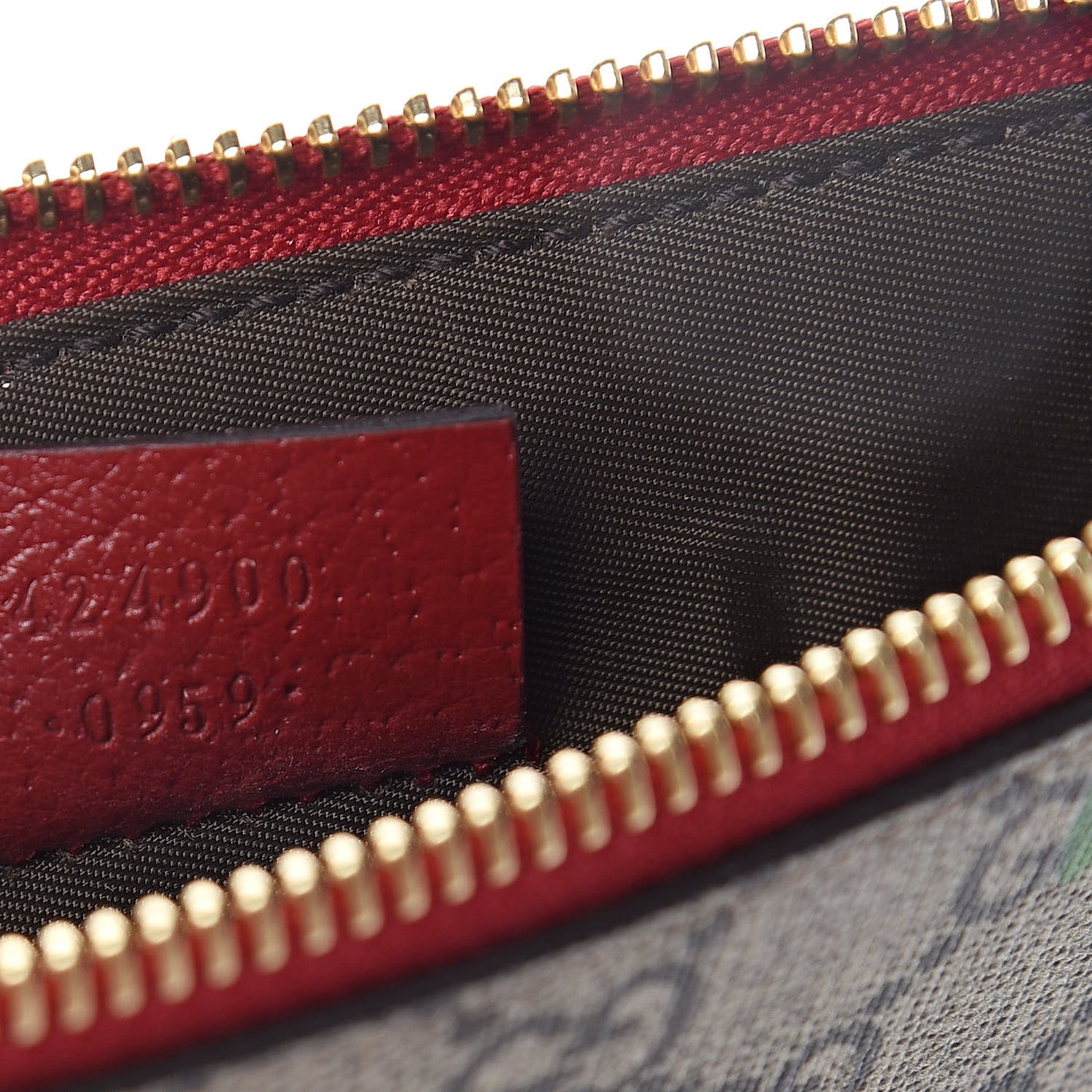 GG Supreme Monogram Tian Large Zip Pouch Beige Multicolor Red