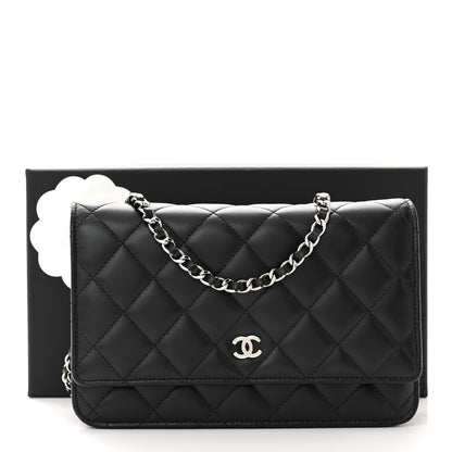Chanel Lambskin Quilted Wallet On Chain WOC Black 12 of 12
