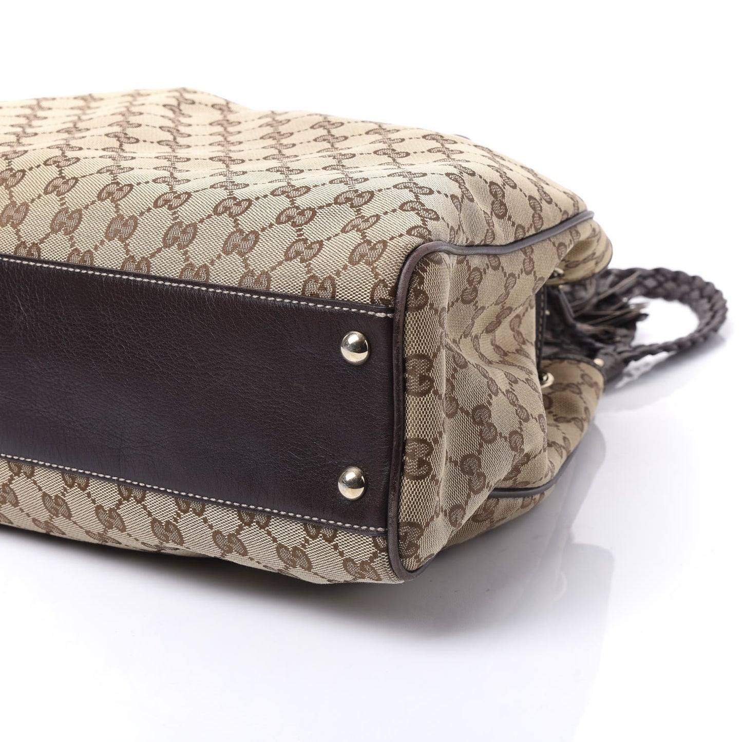 Monogram Peggy Braided Tote Dark Brown