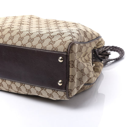 Gucci Monogram Peggy Braided Tote Dark Brown 6 of 9