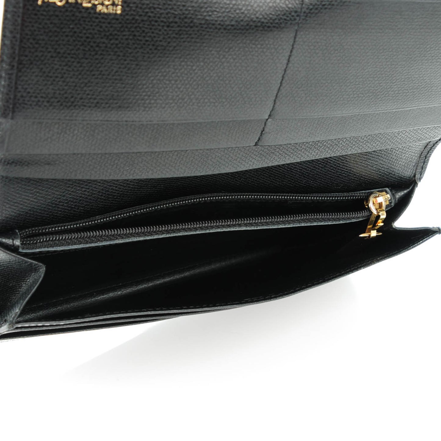 Vintage Textured Calfskin Continental Flap Wallet Black