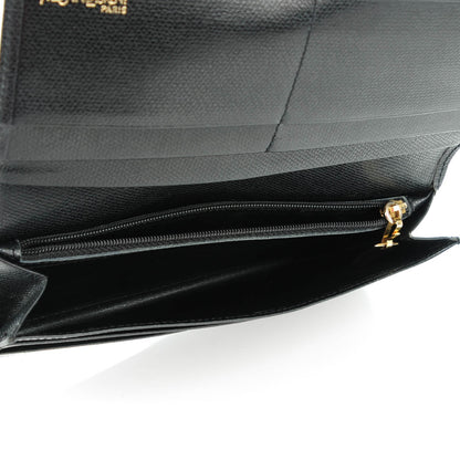 Saint Laurent Vintage Textured Calfskin Continental Flap Wallet Black 5 of 7