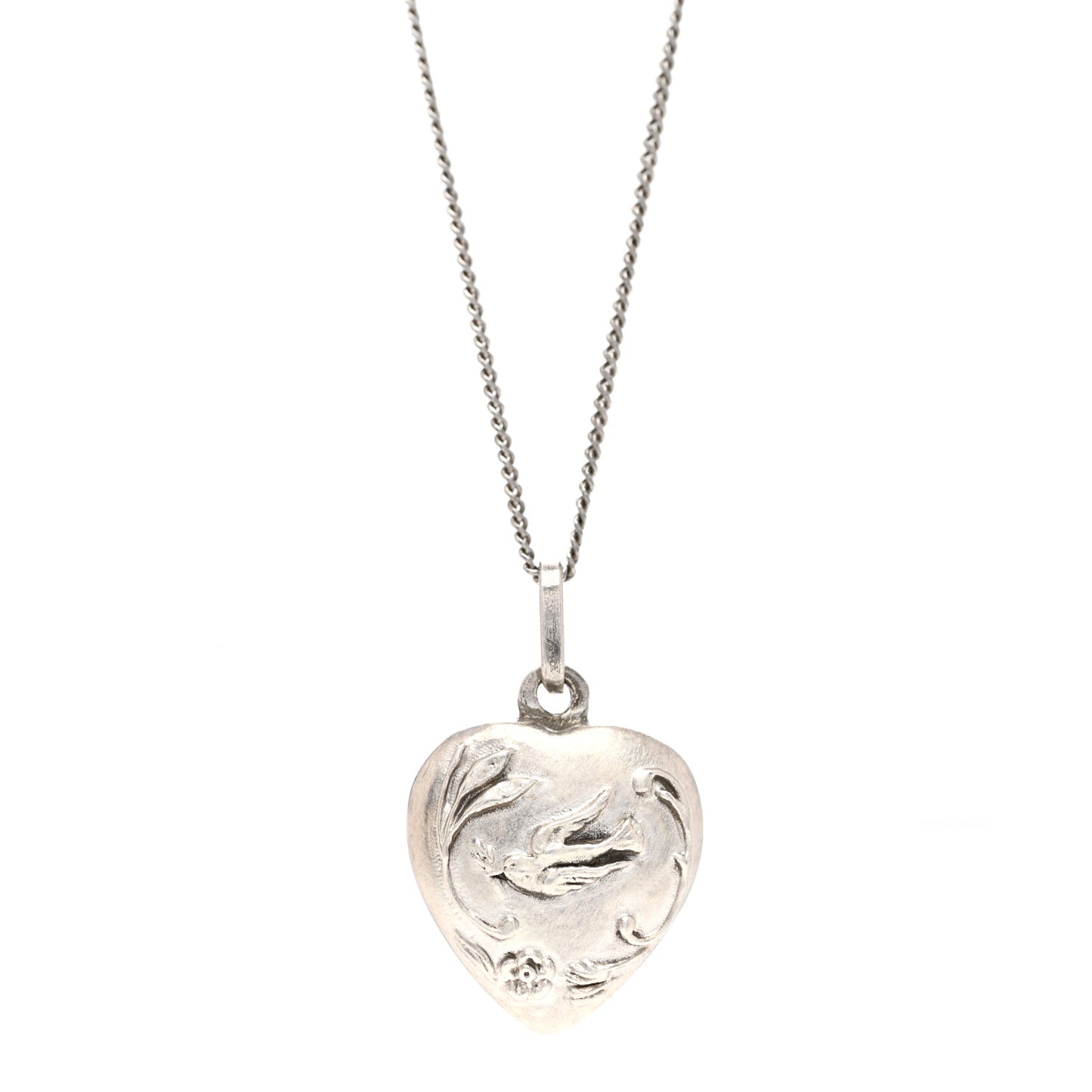 Metal Heart Necklace Silver