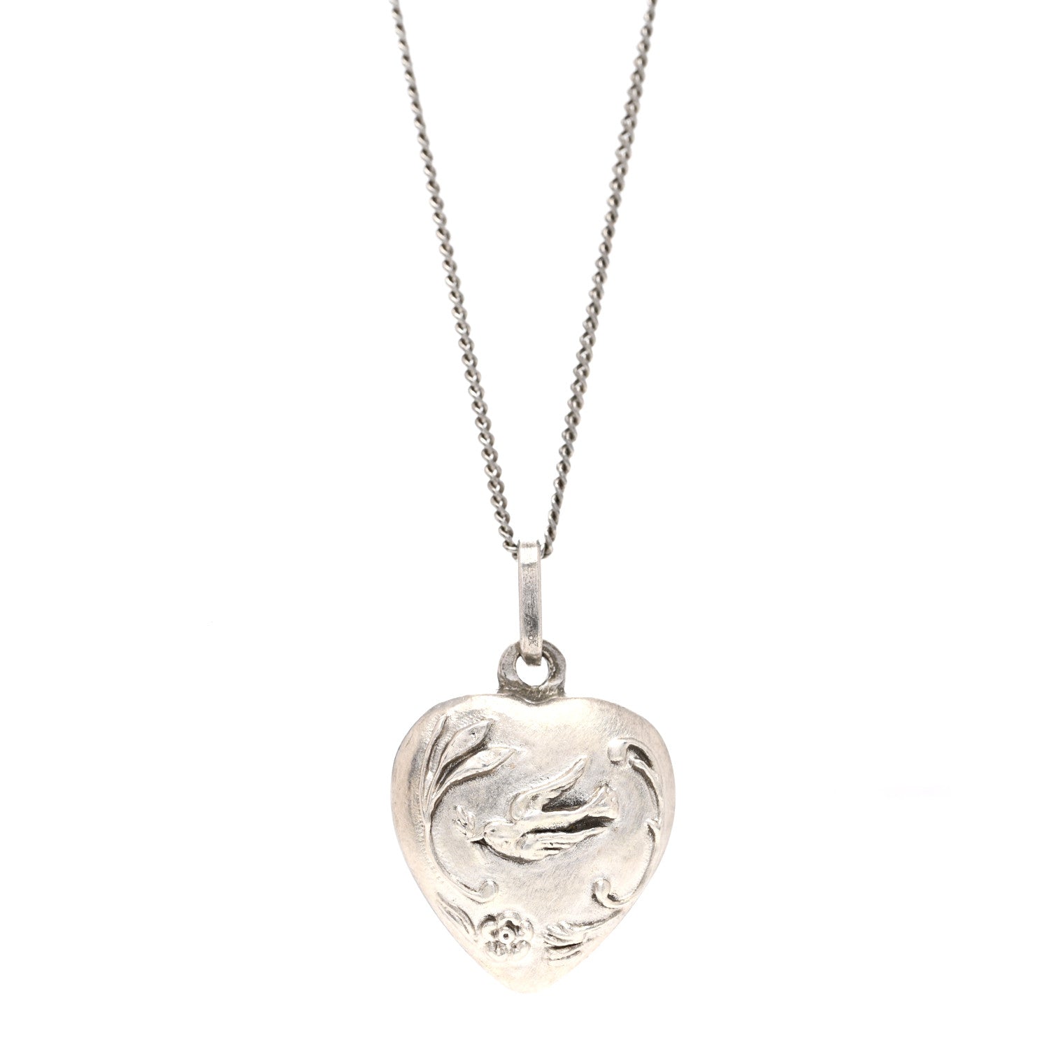Saint Laurent Metal Heart Necklace Silver 4 of 6