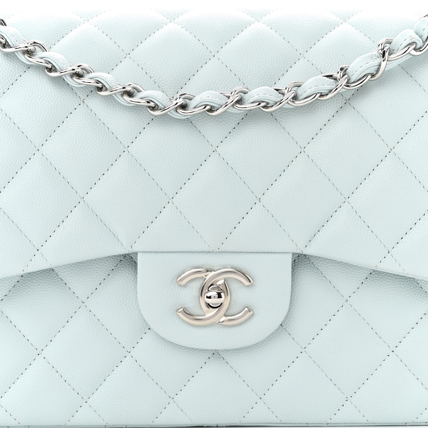 Chanel Caviar Quilted Jumbo Double Flap Light Blue 8 of 11