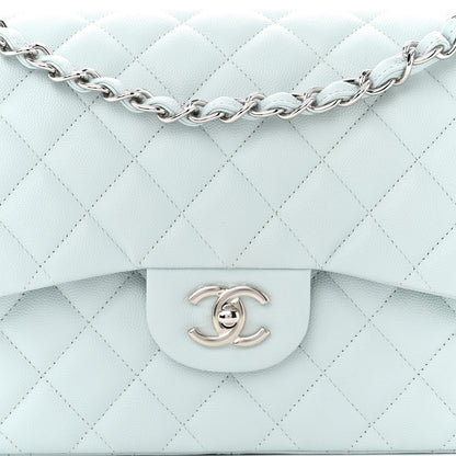 Chanel Caviar Quilted Jumbo Double Flap Light Blue 8 of 11