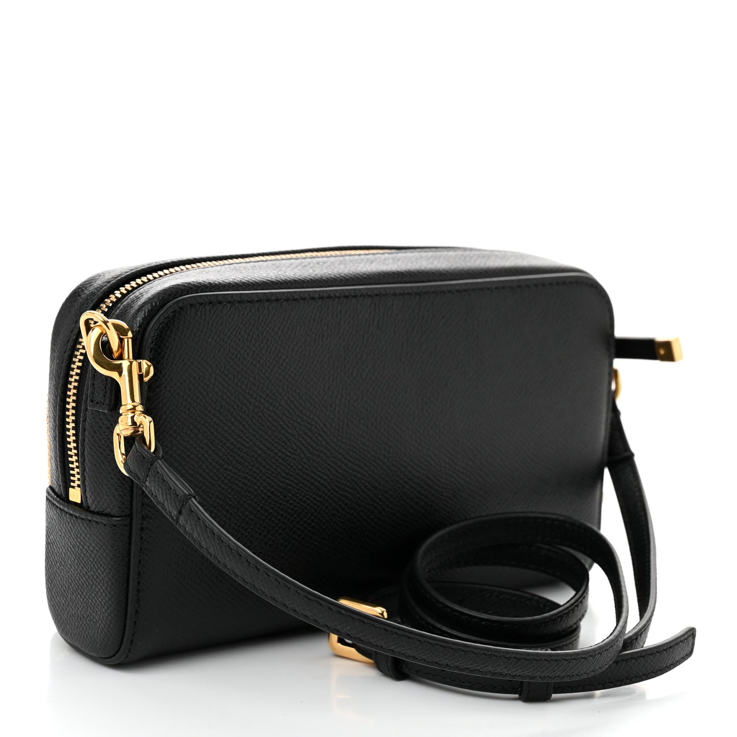 Grained Calfskin Caro Double Pouch Black