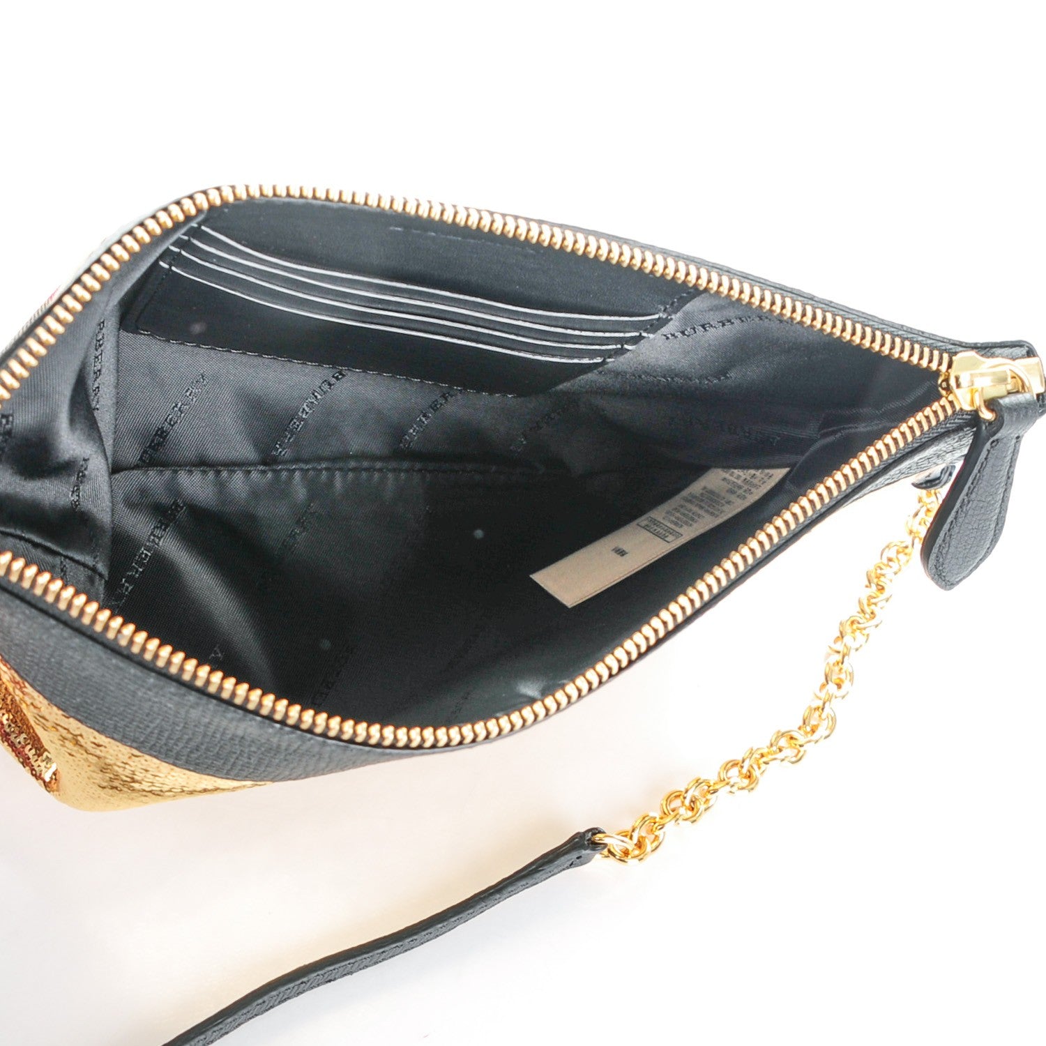 Burberry House Check Sequin Peyton Crossbody Clutch Bag Gold Black 5 of 8