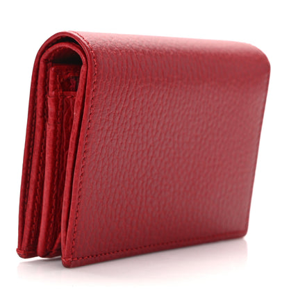 Gucci Pebbled Calfskin GG Marmont Card Case Hibiscus Red 3 of 9