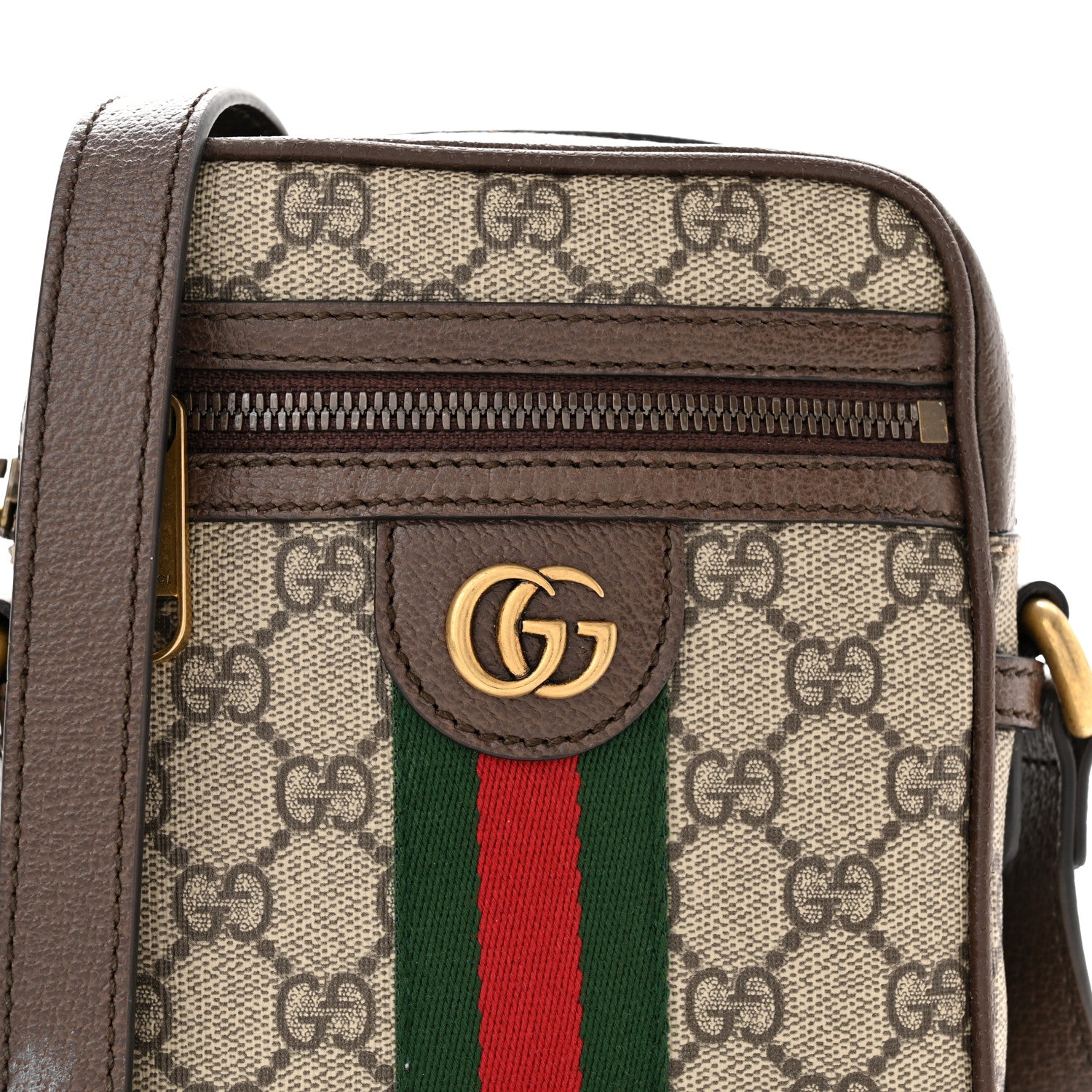 Gucci GG Supreme Monogram Web Mini Ophidia Messenger Brown 8 of 11