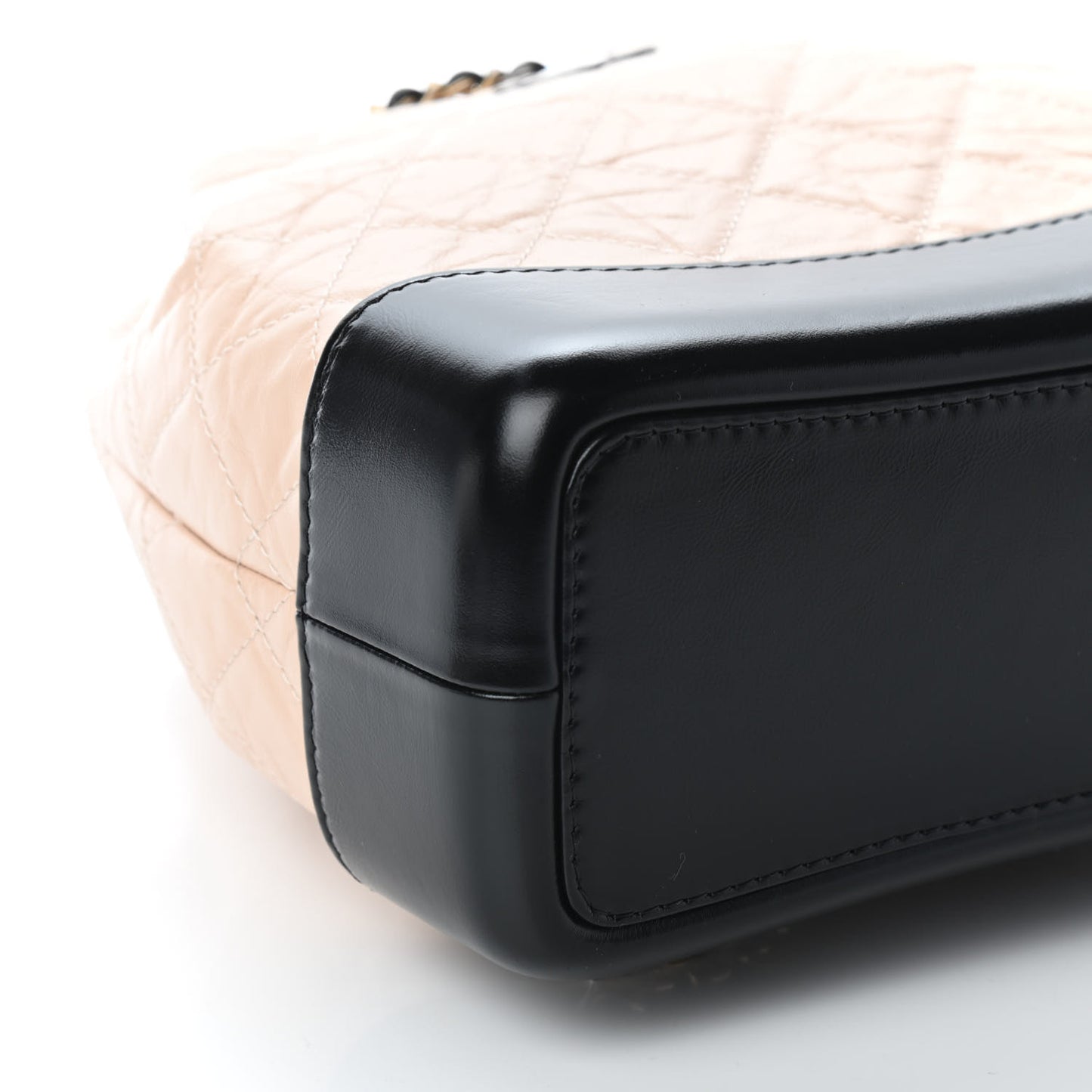 Aged Calfskin Quilted Small Gabrielle Backpack Beige Black