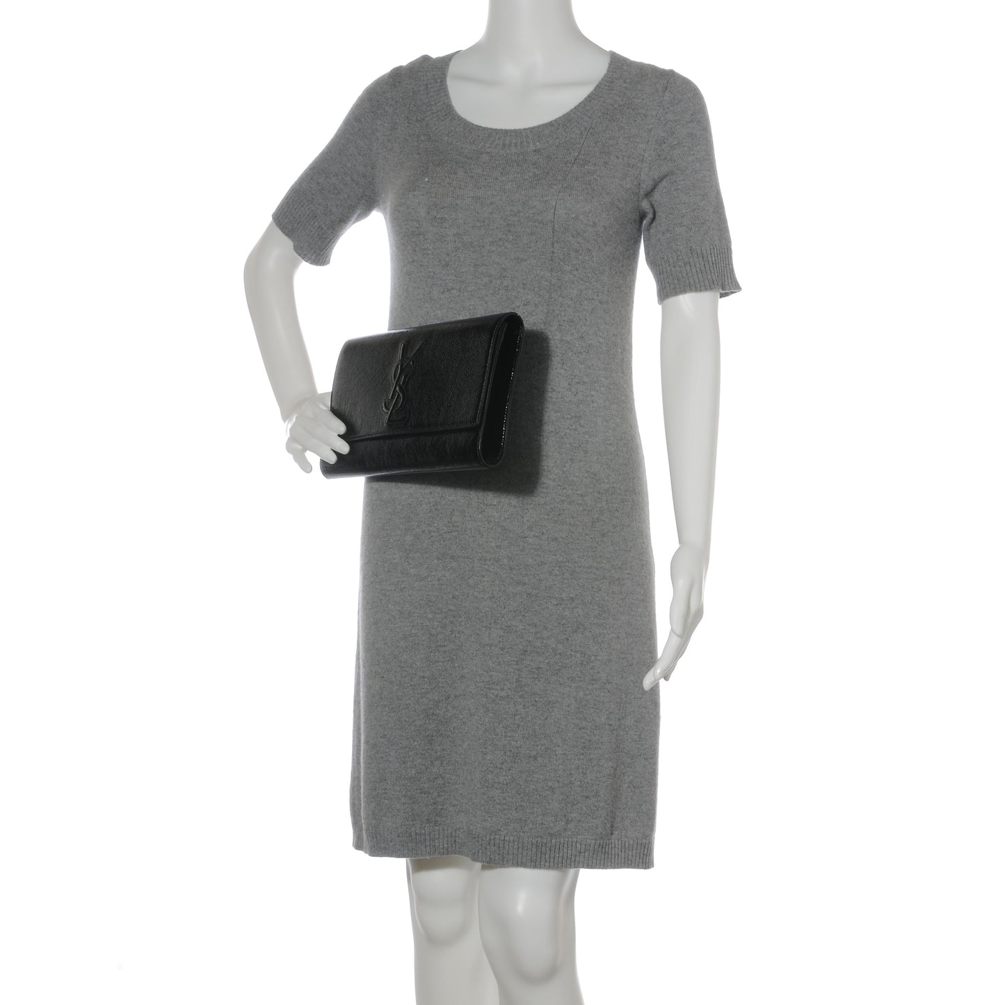 Textured Patent Monogram Large Belle De Jour Clutch Black