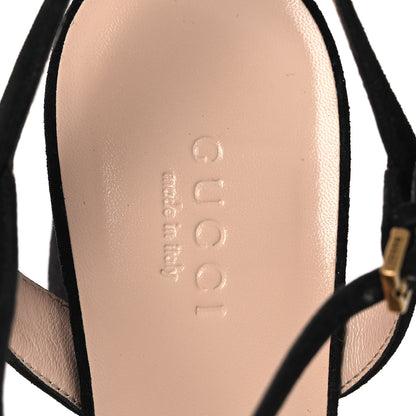 Gucci Kid Scamosciato GG Marmont Ankle Wrap 75mm Sandals 37 Black 9 of 9