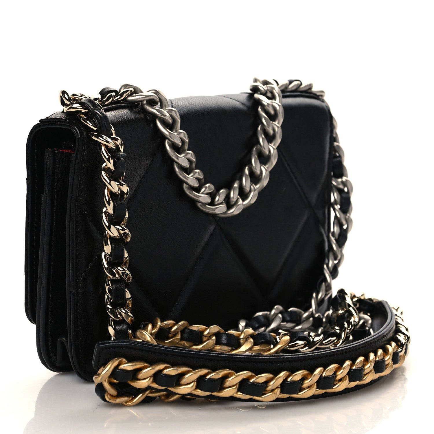 Chanel Lambskin Quilted Chanel 19 Wallet On Chain WOC Black 3 of 8