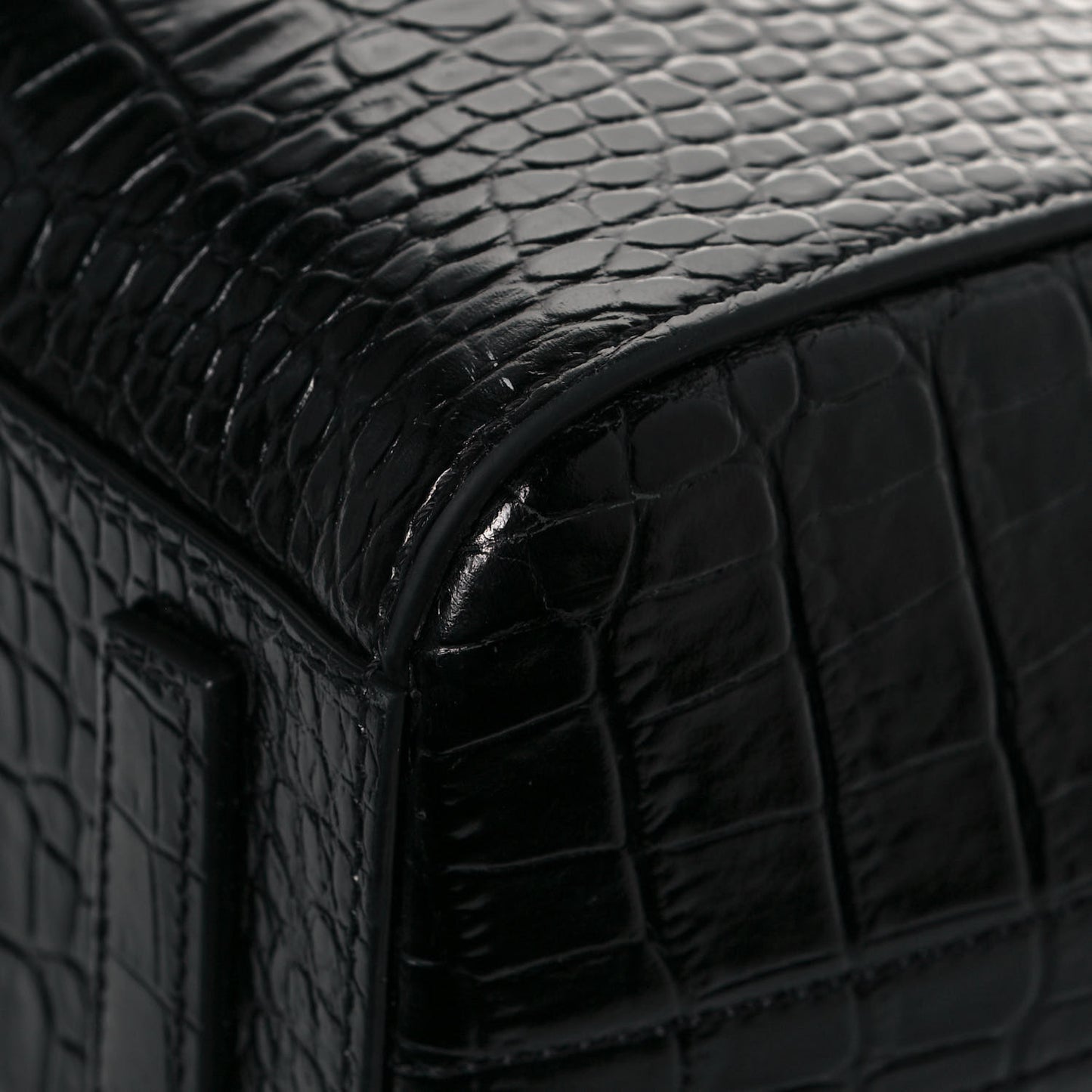 Calfskin Crocodile Embossed Mini Antigona Black