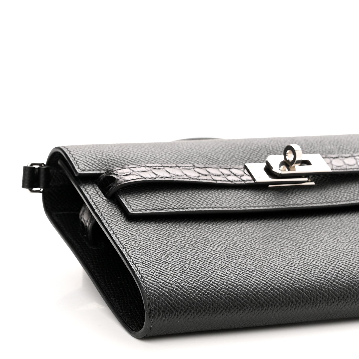 Hermes Epsom Matte Alligator Touch Kelly Wallet To Go Black 8 of 10