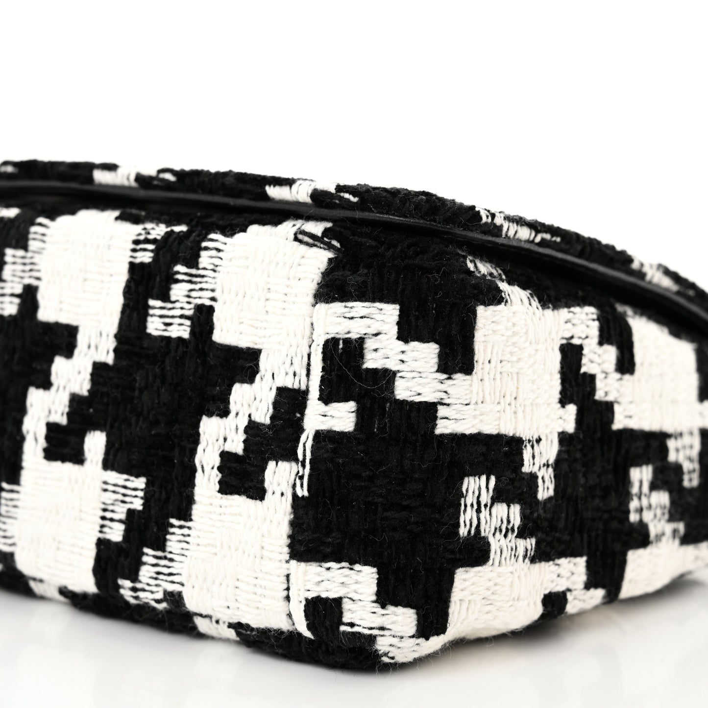Tweed Macro Houndstooth Small Caro Bag Black White