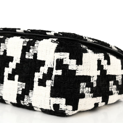 Christian Dior Tweed Macro Houndstooth Small Caro Bag Black White 10 of 11