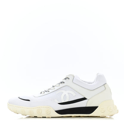 Chanel Calfskin Mesh Lycra Womens Logo Sneakers 40 White 1 of 9
