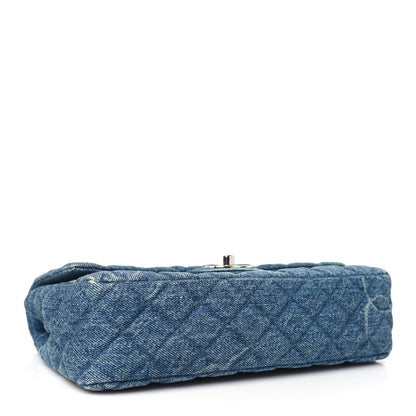 Chanel Denim Quilted CC Print Medium Single Flap Blue 4 of 10