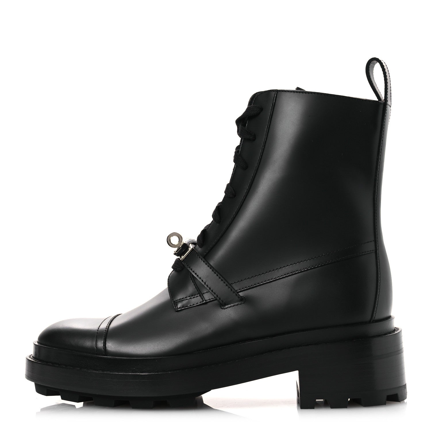 Hermes Glossed Calfskin Funk Ankle Boots 38.5 Black 1 of 11