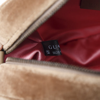Gucci Velvet Matelasse Small GG Marmont Chain Shoulder Bag Taupe 7 of 10