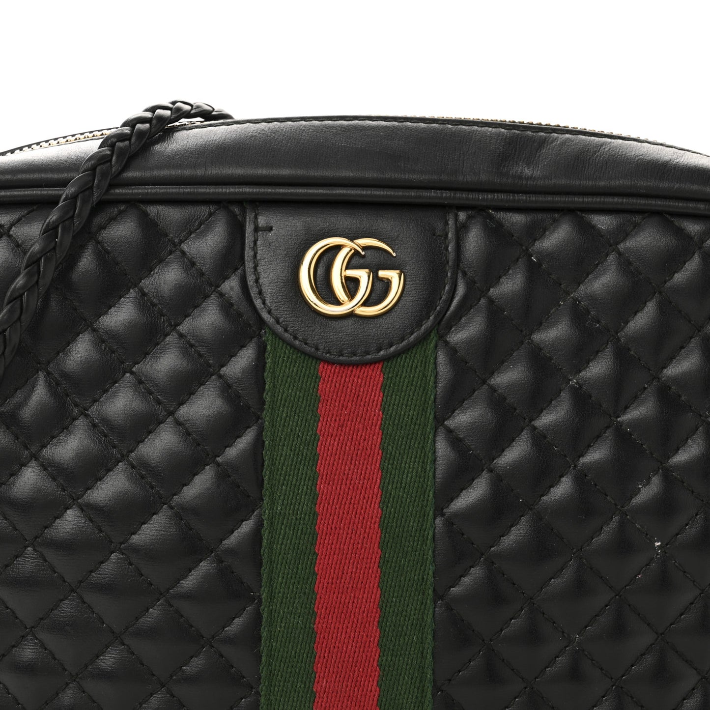Calfskin Web Trapuntata Small GG Shoulder Bag Black