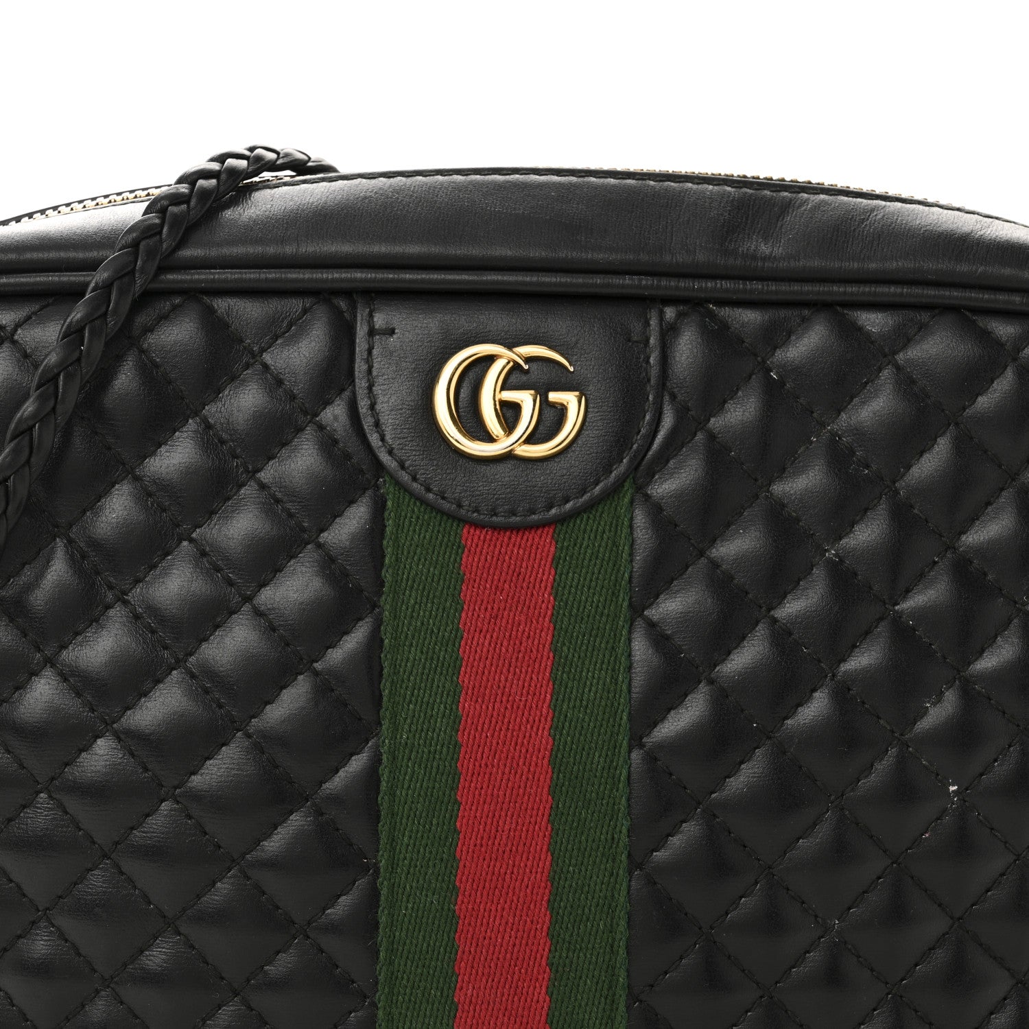 Gucci Calfskin Web Trapuntata Small GG Shoulder Bag Black 8 of 10