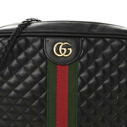 Gucci Calfskin Web Trapuntata Small GG Shoulder Bag Black 8 of 10