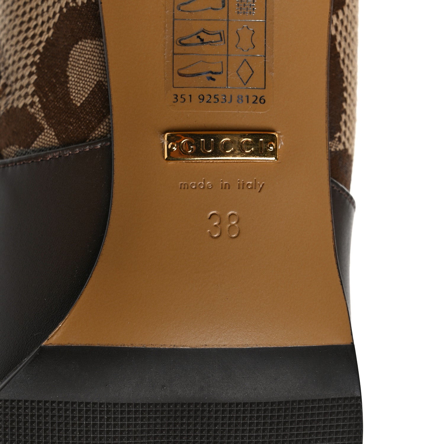 Gucci Monogram Jumbo GG Calfskin Interlocking G Anna Boots 38 Camel Ebony 6 of 8