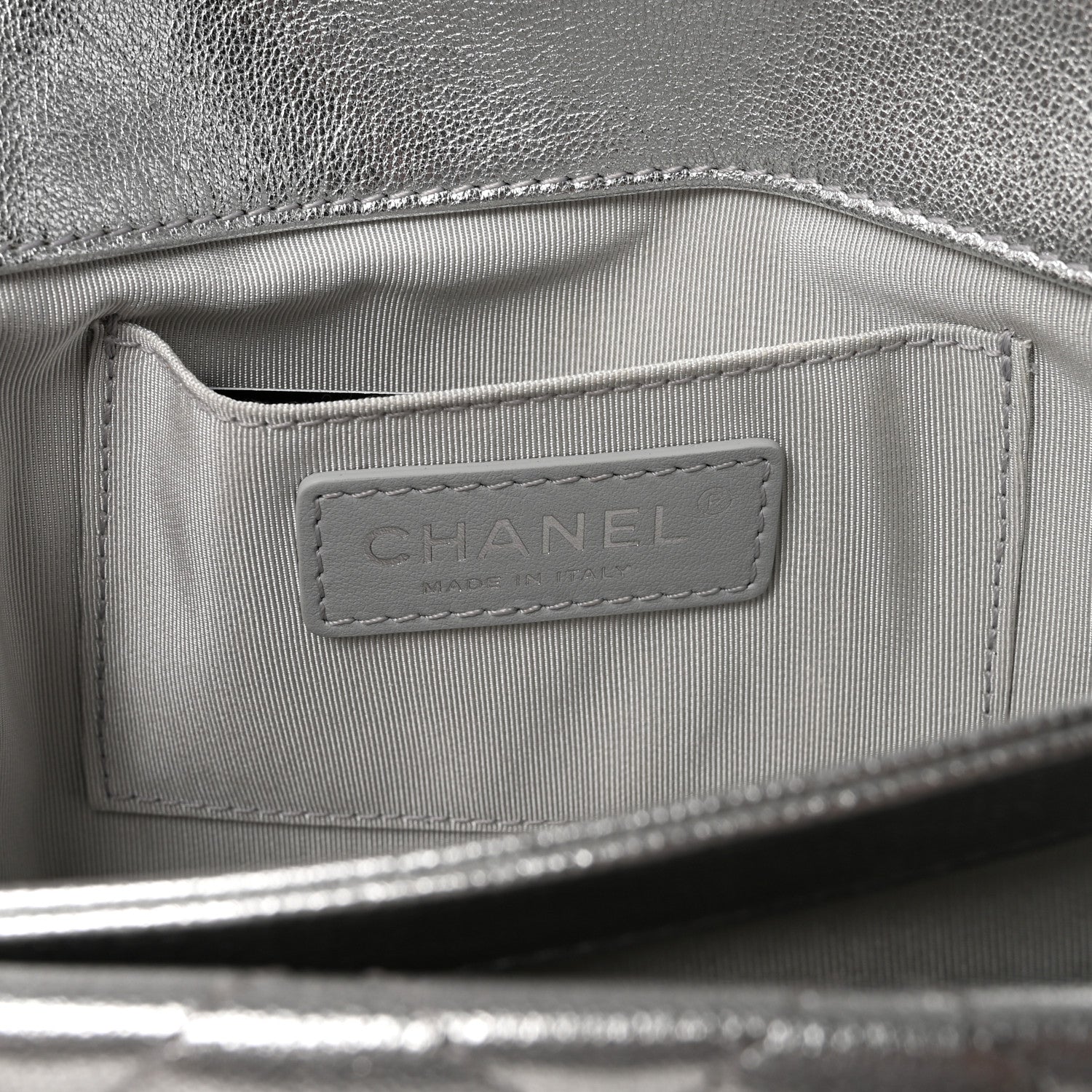 Chanel Metallic Calfskin Quilted Fold Up Again Clutch Silver 6 of 8