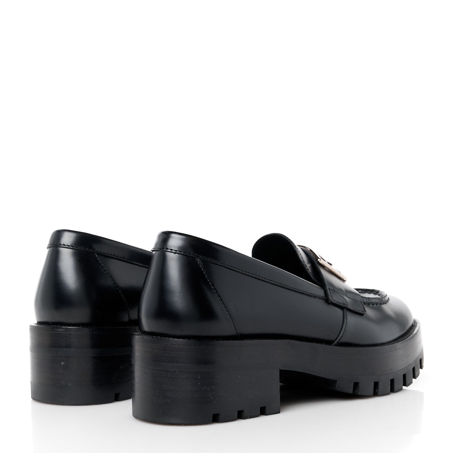 Chanel Calfskin Metal CC Loafers 36.5 Black 4 of 9