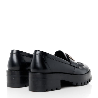 Chanel Calfskin Metal CC Loafers 36.5 Black 4 of 9